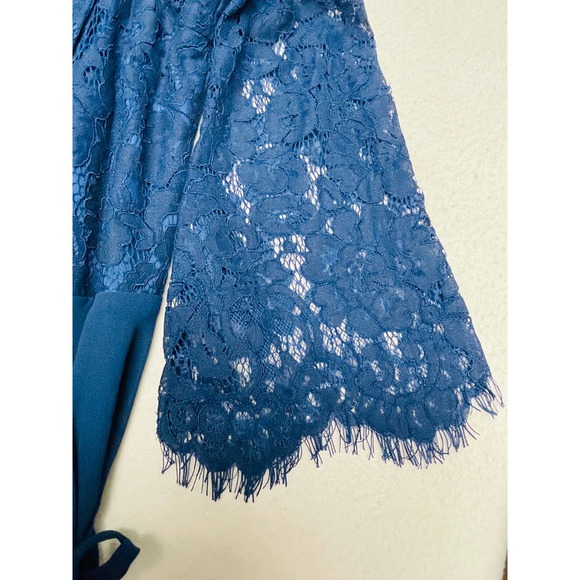 LULU'S SZ L Utterly In Love Navy Blue Long Sleeve Maxi Wrap Dress NEW w/o tags - Picture 5 of 10